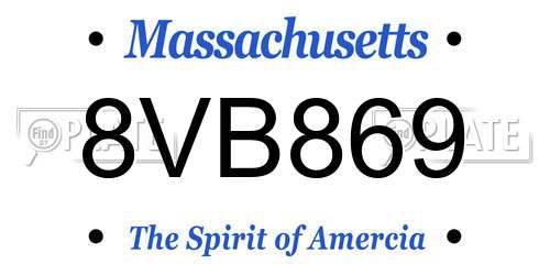 8VB869 Massachusetts License Plate