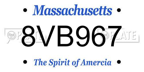 8VB967 Massachusetts License Plate