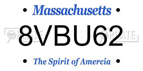 8VBU62 Massachusetts License Plate