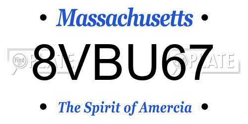 8VBU67 Massachusetts License Plate