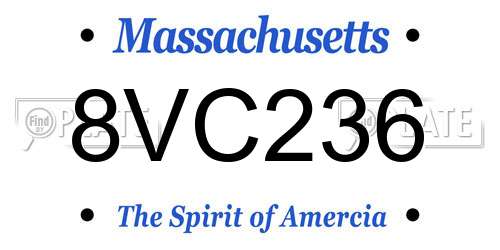 8VC236 Massachusetts License Plate
