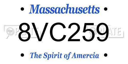 8VC259 Massachusetts License Plate