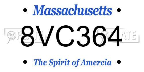 8VC364 Massachusetts License Plate