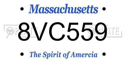 8VC559 Massachusetts License Plate