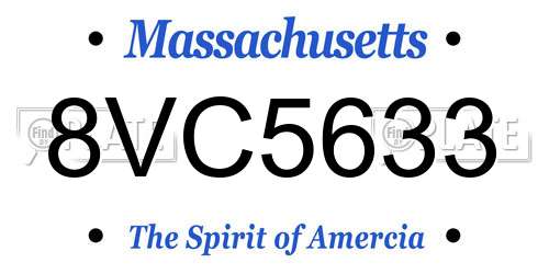 8VC5633 Massachusetts License Plate