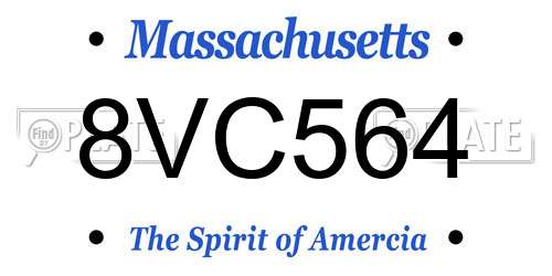 8VC564 Massachusetts License Plate