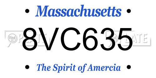 8VC635 Massachusetts License Plate