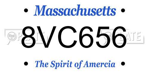 8VC656 Massachusetts License Plate