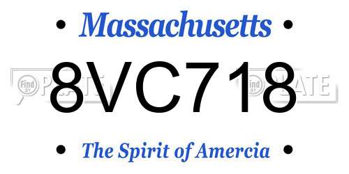 8VC718 Massachusetts License Plate
