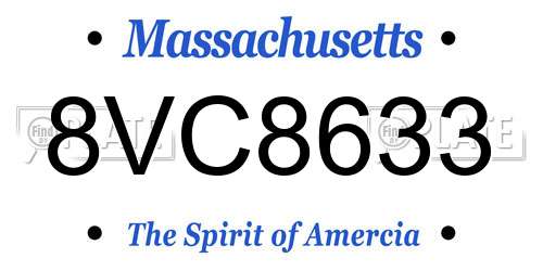 8VC8633 Massachusetts License Plate