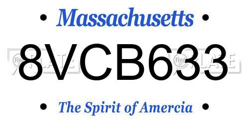 8VCB633 Massachusetts License Plate