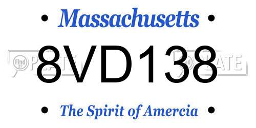 8VD138 Massachusetts License Plate