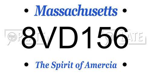 8VD156 Massachusetts License Plate