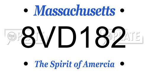 8VD182 Massachusetts License Plate