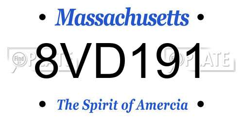 8VD191 Massachusetts License Plate