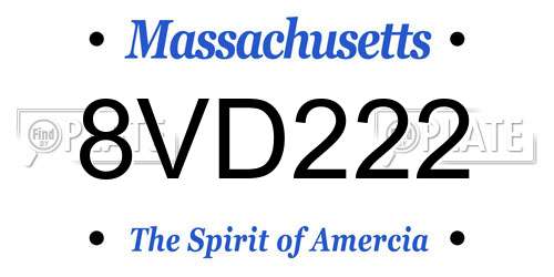 8VD222 Massachusetts License Plate