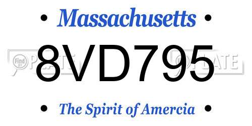8VD795 Massachusetts License Plate