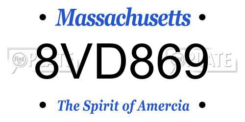 8VD869 Massachusetts License Plate