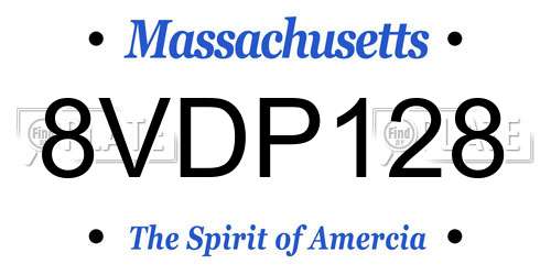 8VDP128 Massachusetts License Plate