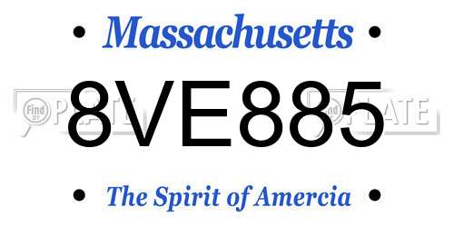 8VE885 Massachusetts License Plate