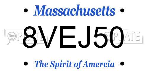 8VEJ50 Massachusetts License Plate