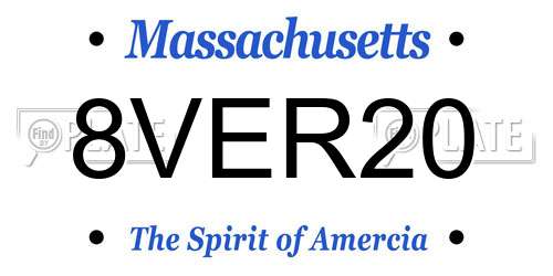 8VER20 Massachusetts License Plate