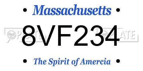 8VF234 Massachusetts License Plate
