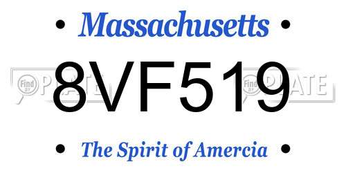 8VF519 Massachusetts License Plate