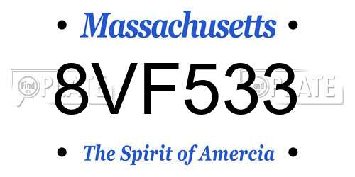 8VF533 Massachusetts License Plate