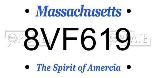 8VF619 Massachusetts License Plate