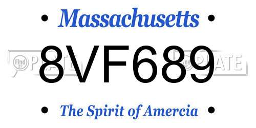 8VF689 Massachusetts License Plate