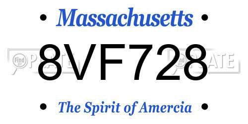 8VF728 Massachusetts License Plate