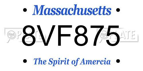 8VF875 Massachusetts License Plate