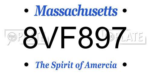 8VF897 Massachusetts License Plate