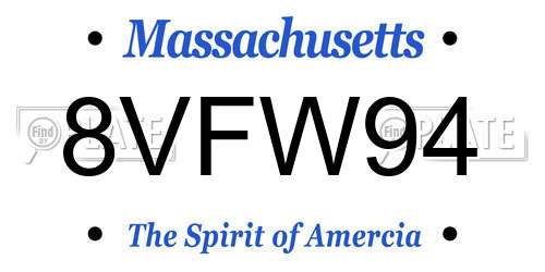 8VFW94 Massachusetts License Plate