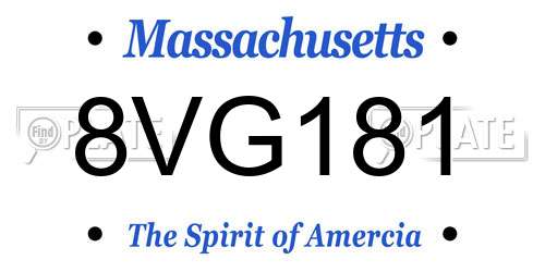8VG181 Massachusetts License Plate