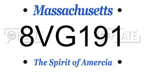 8VG191 Massachusetts License Plate