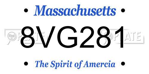 8VG281 Massachusetts License Plate