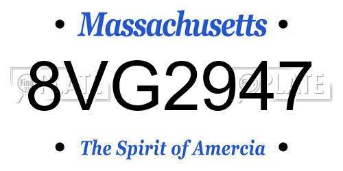 8VG2947 Massachusetts License Plate
