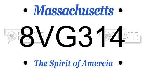 8VG314 Massachusetts License Plate
