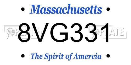 8VG331 Massachusetts License Plate