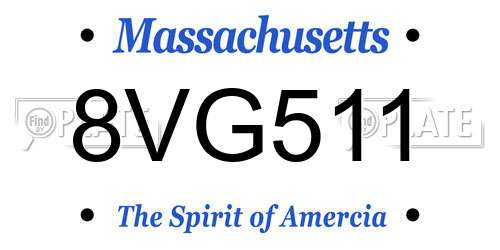 8VG511 Massachusetts License Plate
