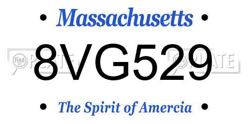8VG529 Massachusetts License Plate