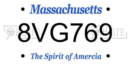 8VG769 Massachusetts License Plate