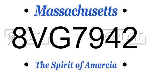 8VG7942 Massachusetts License Plate