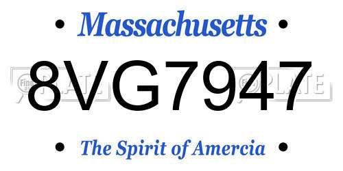 8VG7947 Massachusetts License Plate