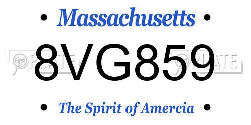 8VG859 Massachusetts License Plate