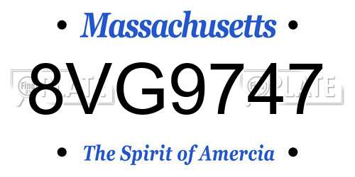 8VG9747 Massachusetts License Plate