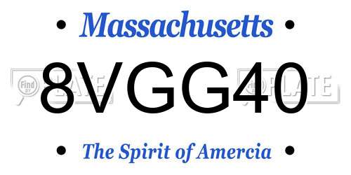 8VGG40 Massachusetts License Plate