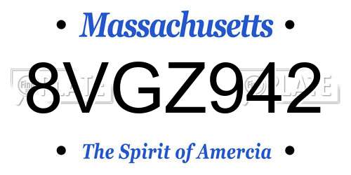 8VGZ942 Massachusetts License Plate